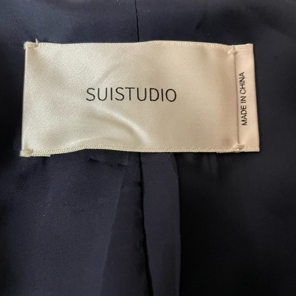 SUISTUDIO • Cameron Single Breasted Wool Blend Blazer Blue Check Size 46R US 18 - Picture 3 of 14